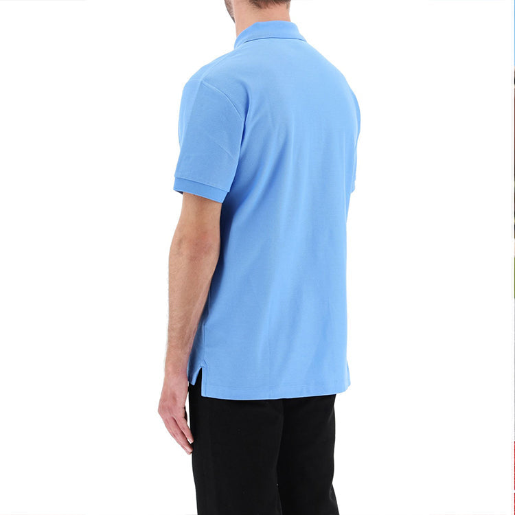 Men's Burberry SS21 Logo Embroidered Short Sleeve Polo Shirt Sky Blue 80393130