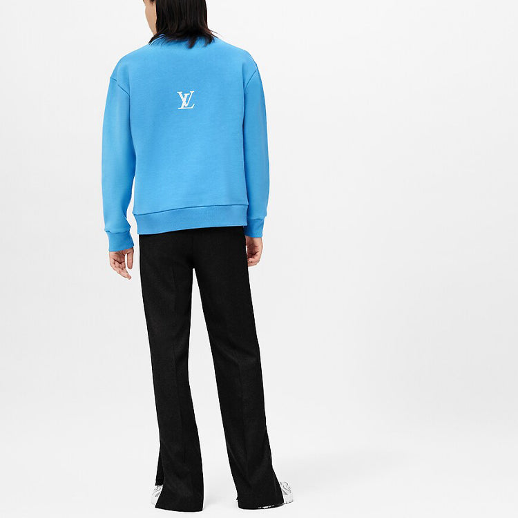 Men's LOUIS VUITTON SS22 Alphabet Printing Pullover Blue 1A9T67