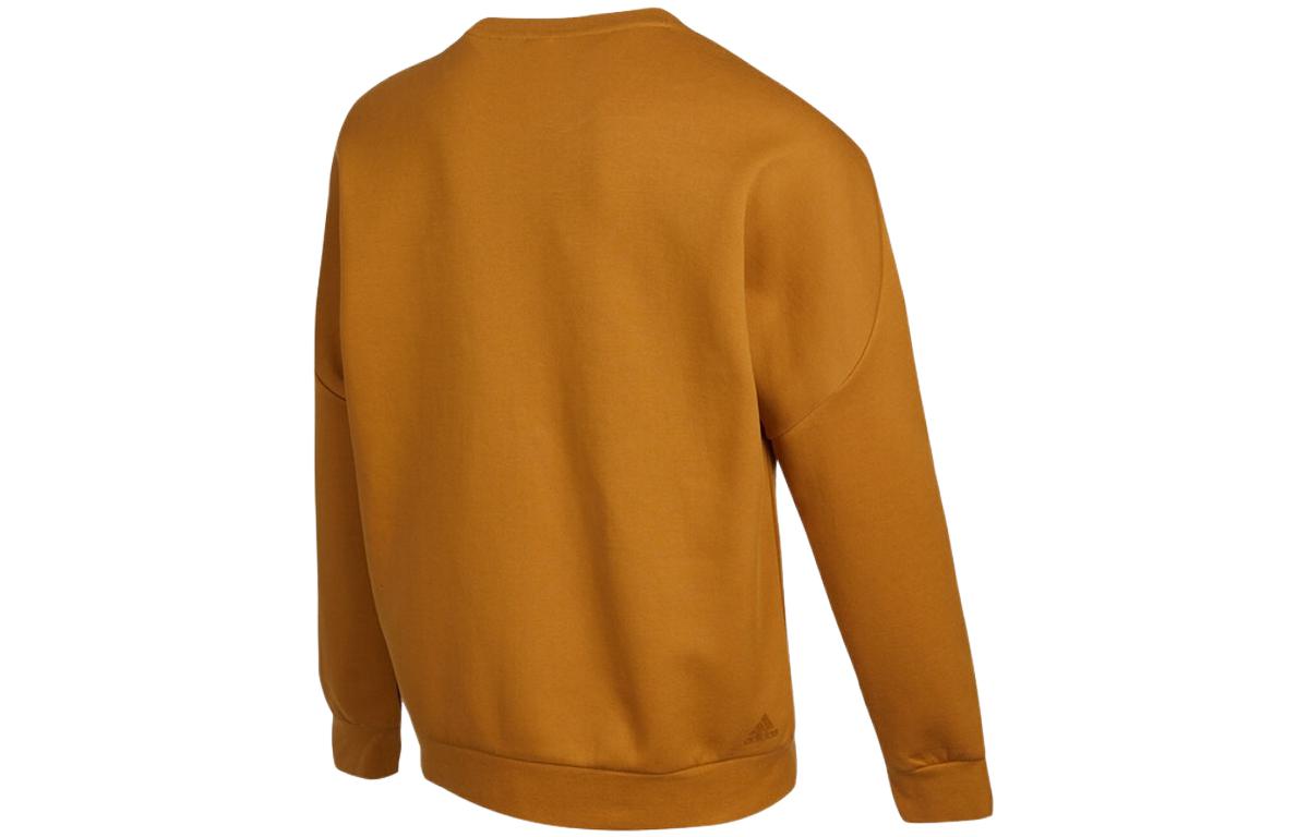 Men's adidas Th Logo Swt Large Logo Round Neck Sports Pullover Brown HE9902
