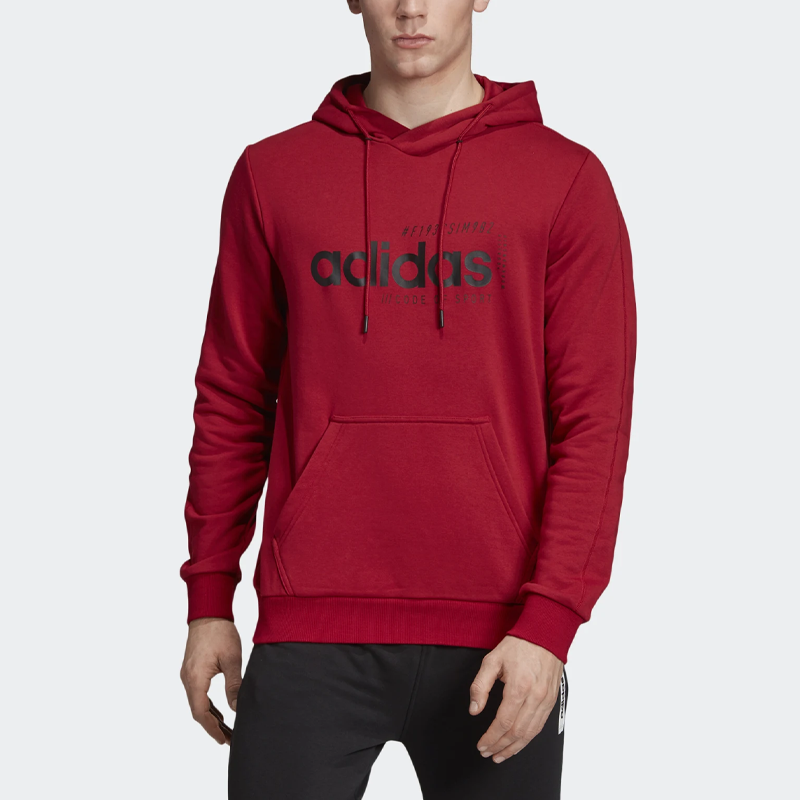 adidas Alphabet Logo Printing hooded Drawstring Red EI4637