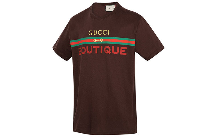 Men's Gucci Round Neck Pullover Short Sleeve Brown T-Shirt 548334-XJCKY-2191