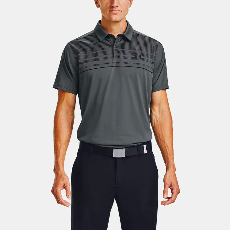 Men's Under Armour Logo Pattern Loose Short Sleeve Polo Shirt Gray 1356654-012