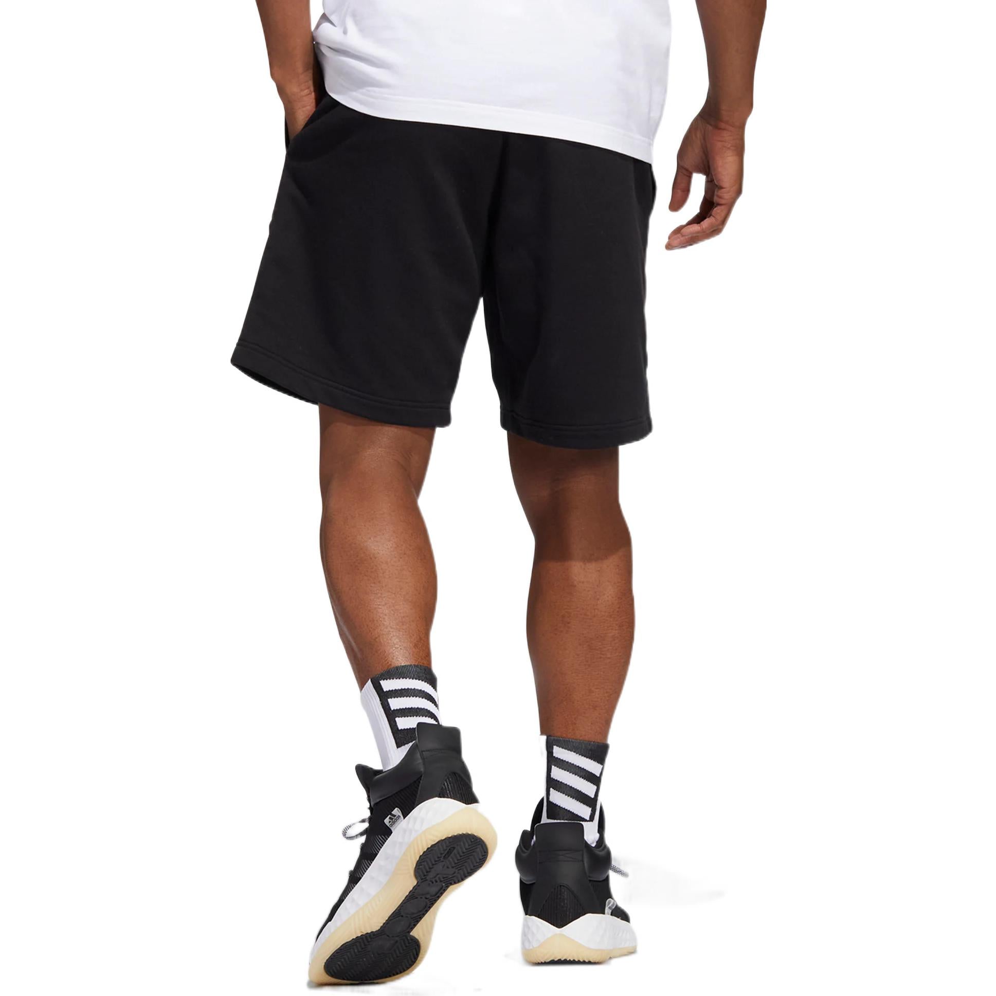 Men's adidas Don Dream Short Solid Color Logo Printing Drawstring Lacing Straight Shorts Black HG4420