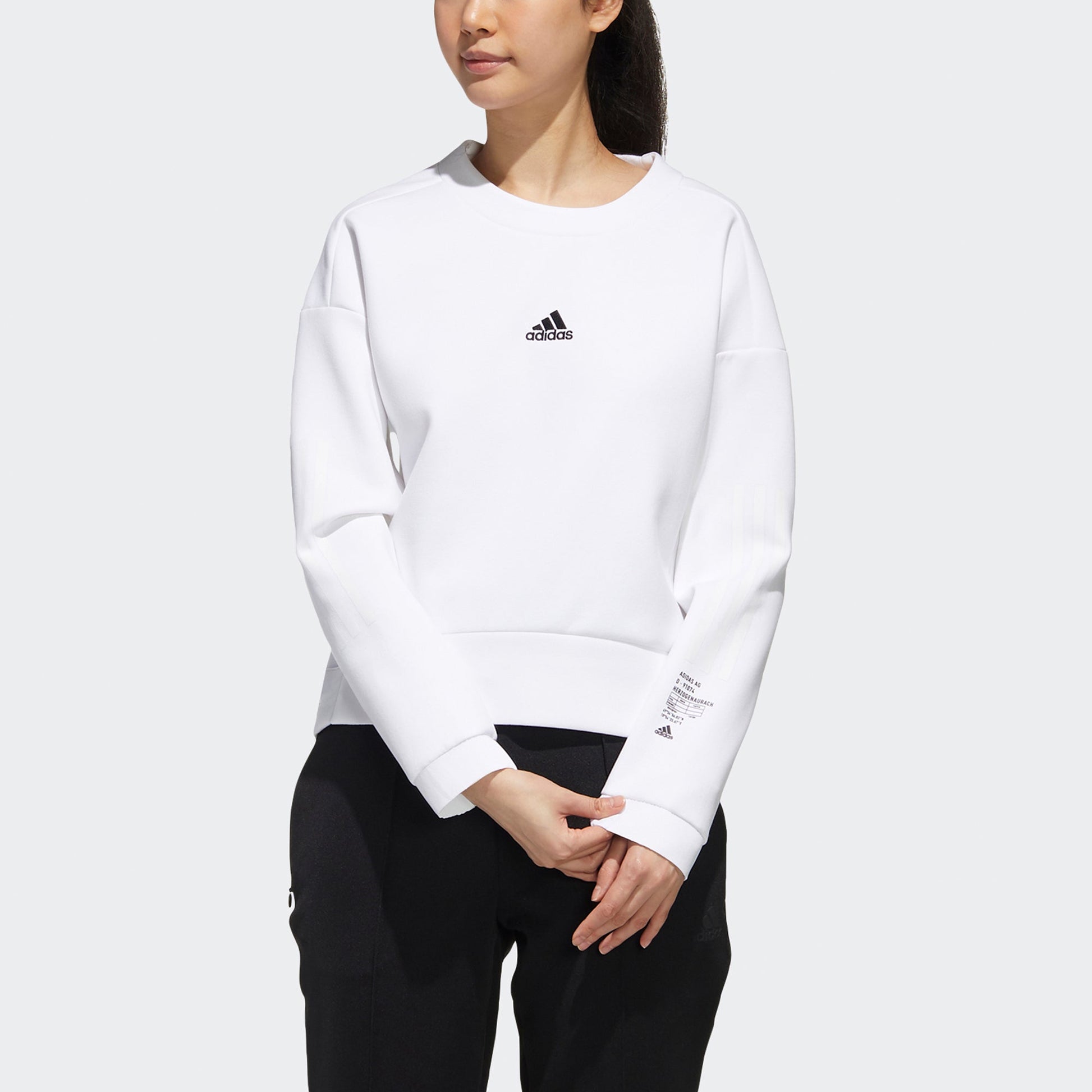 (WMNS) adidas Style Soft Swt Logo Printing Short Pullover Sports White Hoodie GM1458