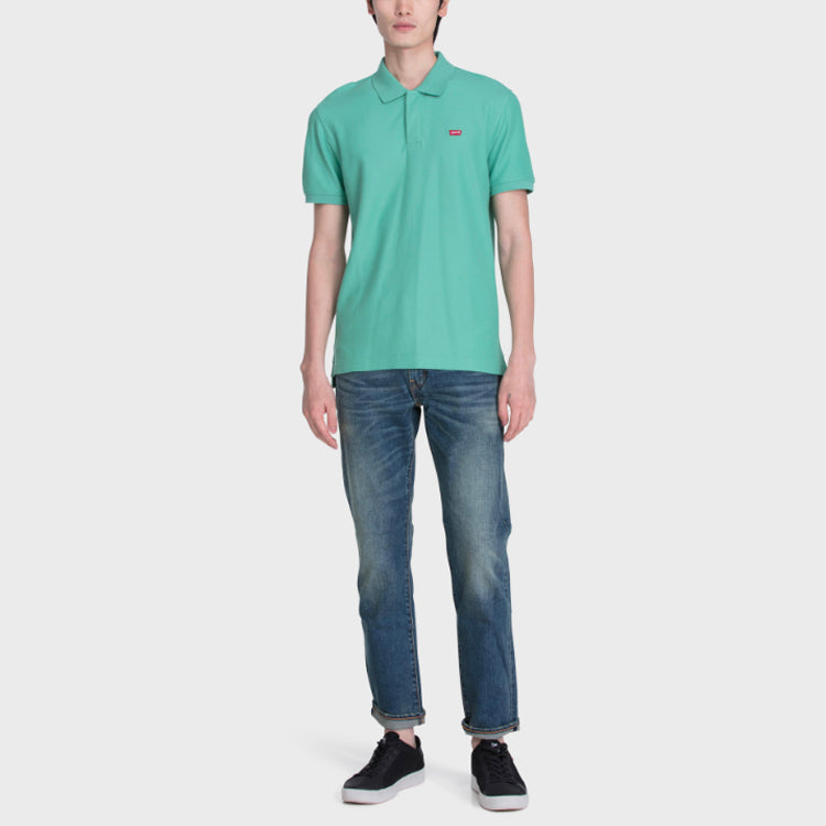 Men's Levis Lapel Embroidered Short Sleeve polo Light Green Polo Shirt 85896-0000