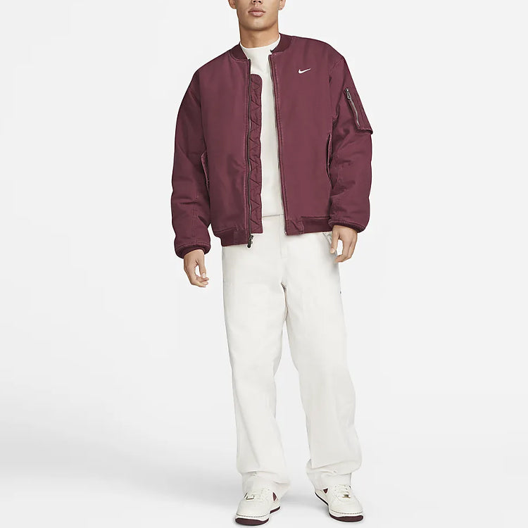 Nike Life Woven Flight Jacket 'Night Maroon' DX0681-681