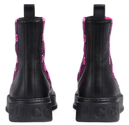(WMNS) Gucci GG Jersey Boots 'Black Fuchsia' 718718-AAA8L-1066