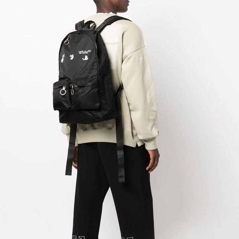 Men's Off-White Logo Printing Black Backpack OMNB003F21FAB0071001