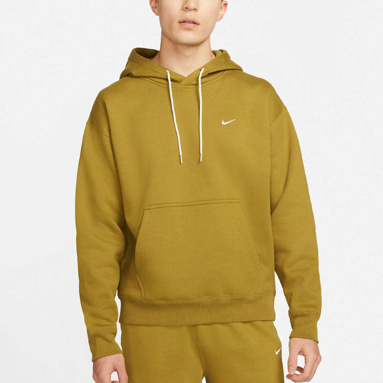 Men's Nike Small Logo Embroidered Solid Color Pullover Long Sleeves Hooded Sports Yellow CV0552-318