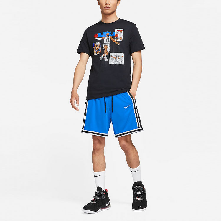 Men's Nike Cartoon Lebron James Shooting Printing Sports Round Neck Short Sleeve Black T-Shirt DD0789-010