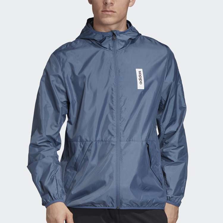 adidas Casual Sports hooded Windproof Woven Jacket Blue EI5587