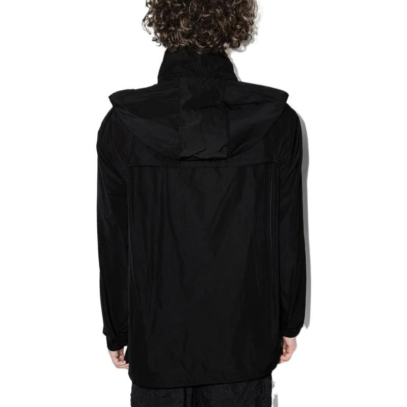 Men's Off-White FW22 Solid Color Logo Webbing Zipper Stand Collar Jacket Black OMEB032C99FAB00110001000