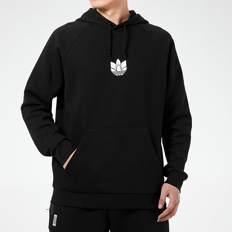 adidas originals 3d Trefoil Hood Logo Printing Fleece Lined Stay Warm Sports Black GN3555