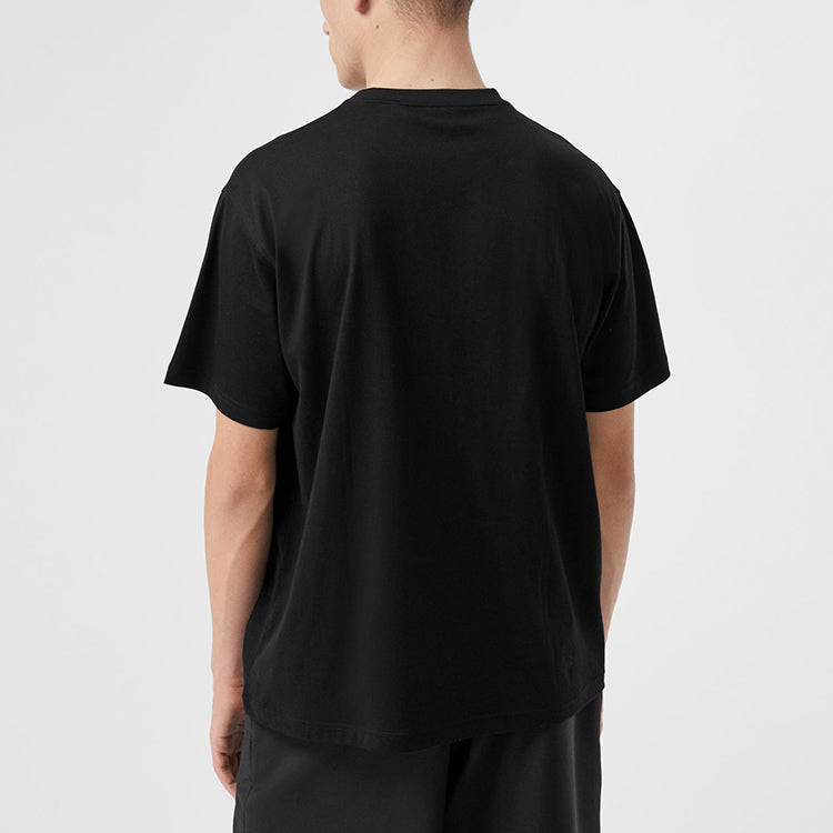 Men's Burberry Logo Intarsia Cotton Short Sleeve Black 80289431