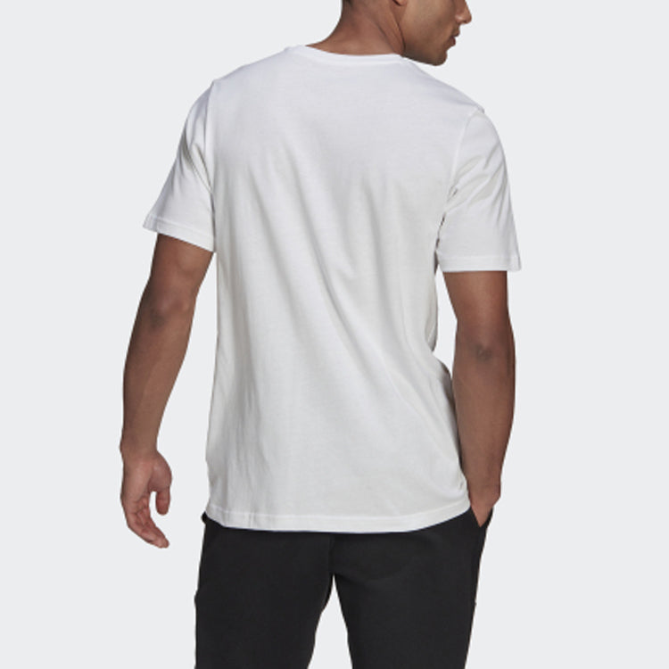 Men's adidas Snow Mountain Printing Sports Round Neck Short Sleeve White T-Shirt GN6851