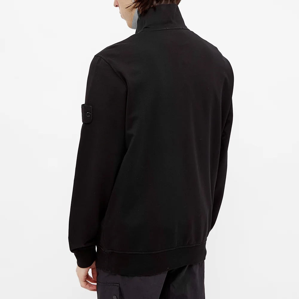 Men's STONE ISLAND Half Zipper Stand Collar Pullover Black 7415654F3-V0029