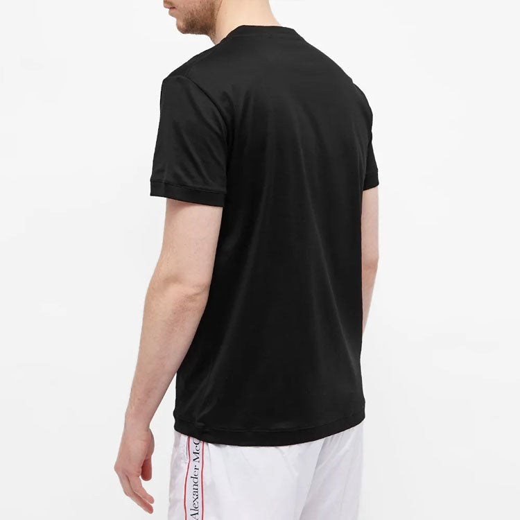 Men's Alexander McQueen FW21 Logo Micro Mark Embroidered Casual Short Sleeve Black 624180-QRX01-1000