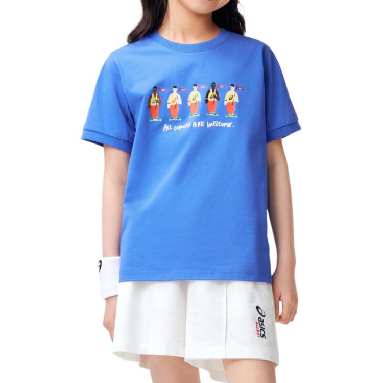(GS) ASICS Casual Print T-shirt 'Blue' 332241173039-8851