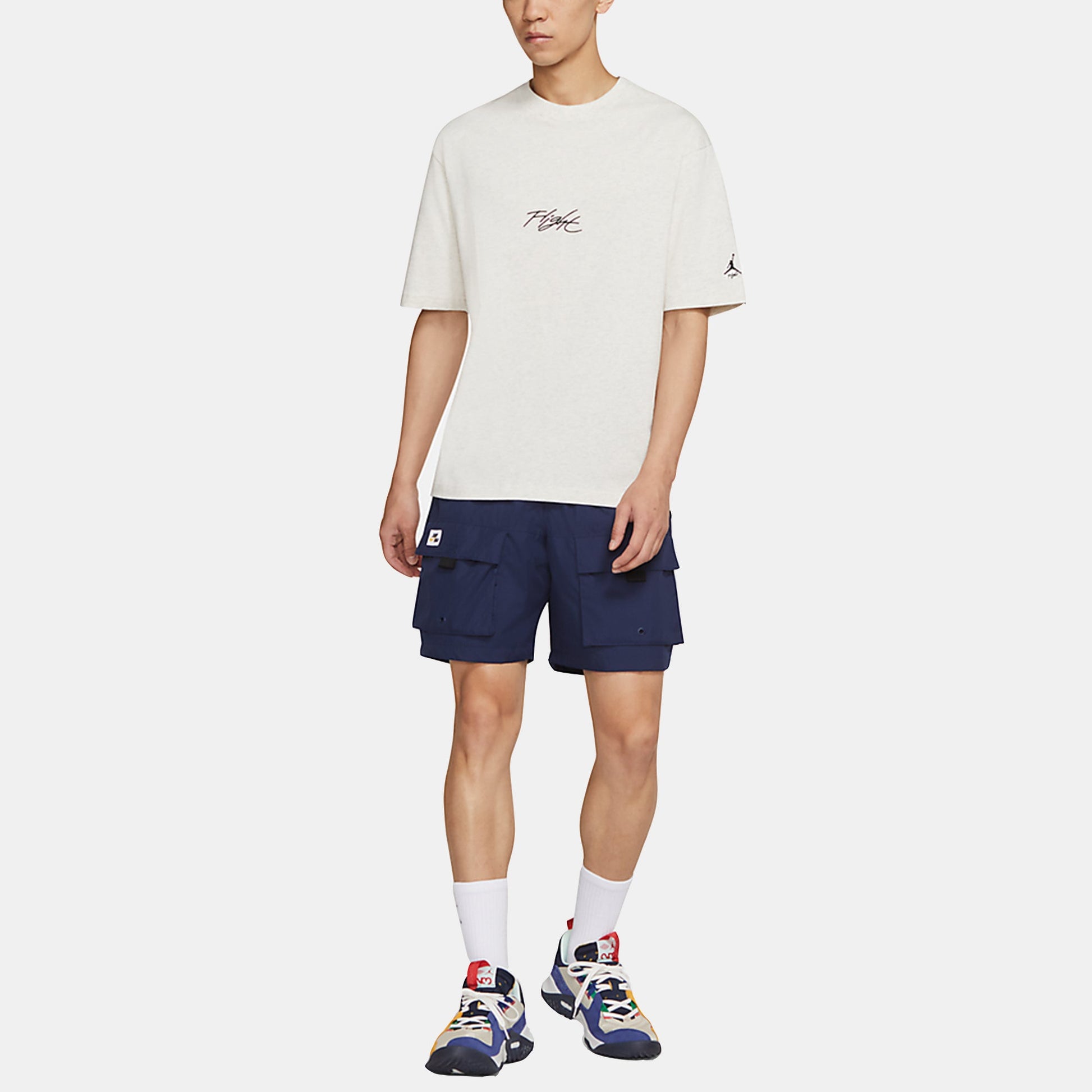 Air Jordan Flight Essentials Logo Sports Short Sleeve Men's Creamy/White DA9890-141