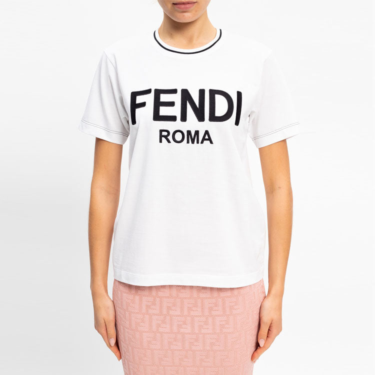 FENDI Solid Color Short Sleeve White FS7254AC6BF0ZNM