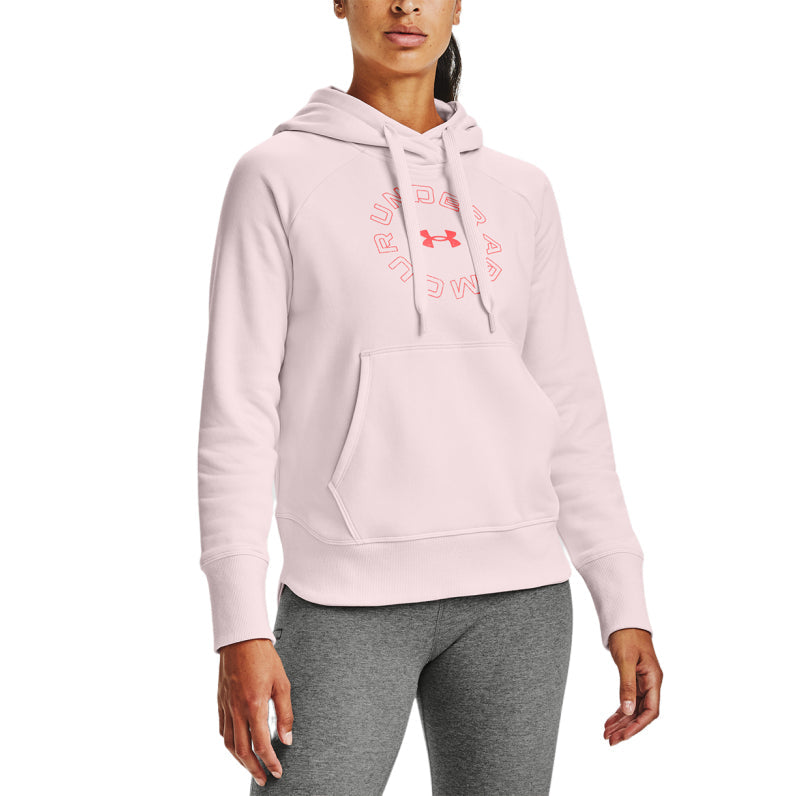 (WMNS) Under Armour Rival Metallic Fleece Hoodie Pink 1356323-658