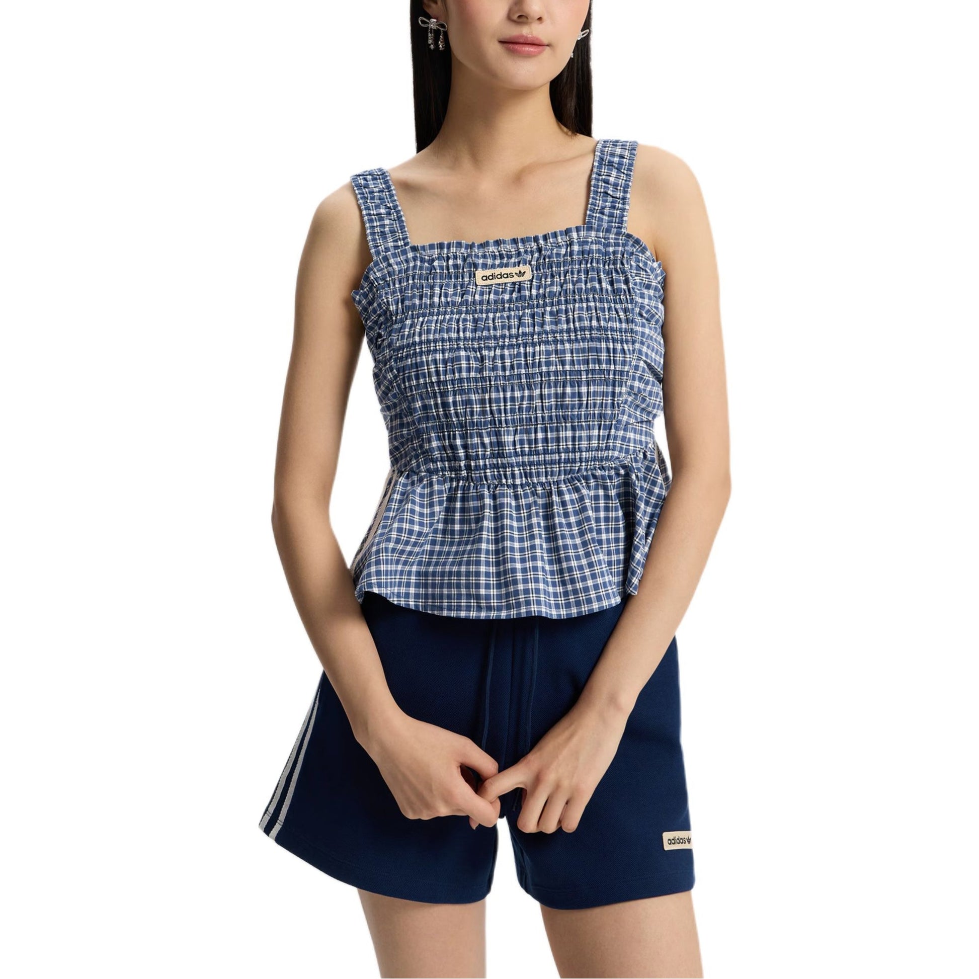 (WMNS) adidas Plaid Vest Asia Sizing 'Blue' KX7035