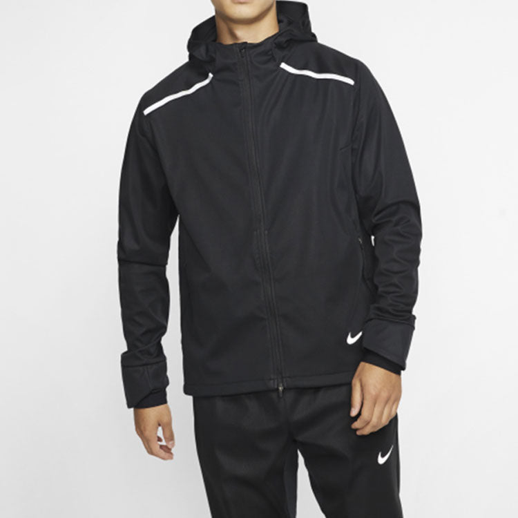 Nike Shield Reflective Zipper Sports Hooded Jacket Black BV4881-010