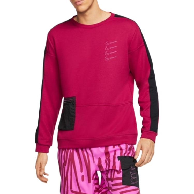 Men's Nike Logo Embroidered Side Zipper Pocket Long Sleeves Red CJ4624-620