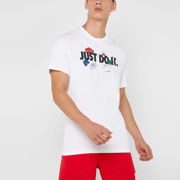 Men's Nike Alphabet Pattern Printing Short Sleeve White T-Shirt AR5077-100