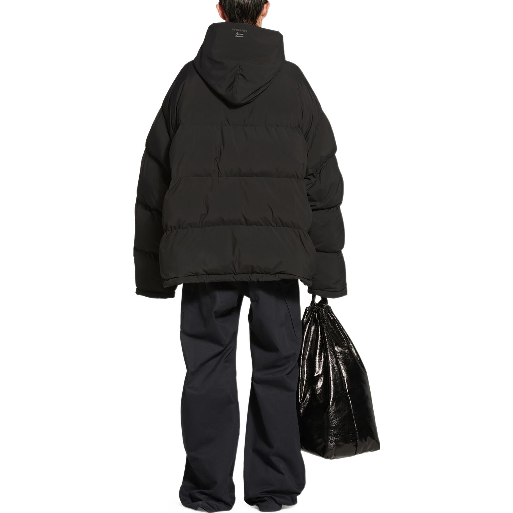 Balenciaga Sporty B Pull-Over Hooded Puffer Jacket 'Black' 720156-TNO45-1000