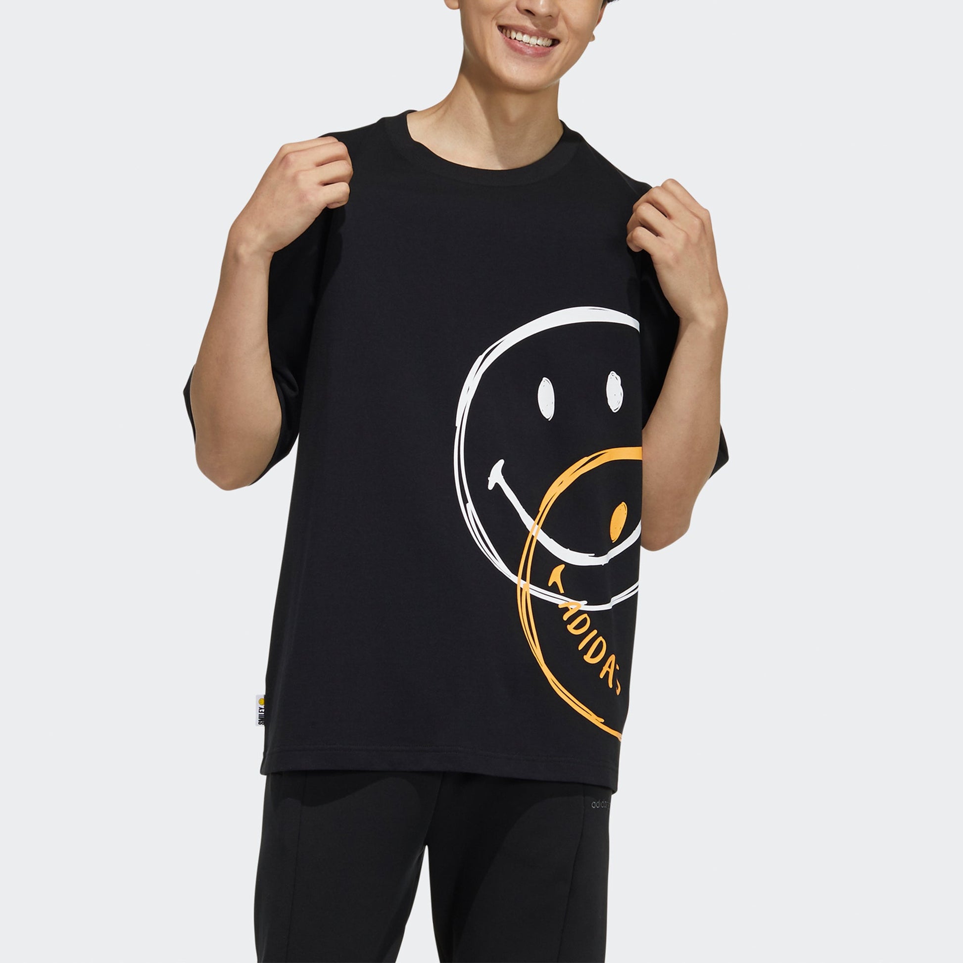 adidas neo U Csmy Tee Casual Sports Smiling Face Printing Short Sleeve Black H61985