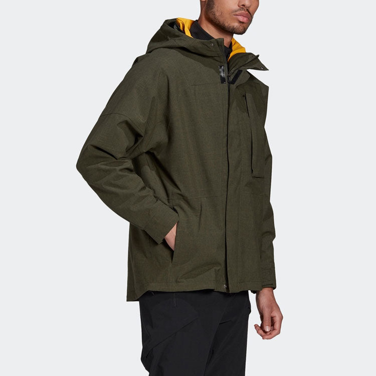 Men's adidas Terrex Outdoor Stay Warm 3 In 1 Hooded Jacket Green GE9895