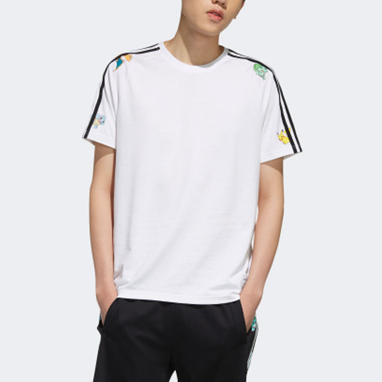 adidas neo x POKMON Crossover Series Pikachu Printing Short Sleeve White FM0320