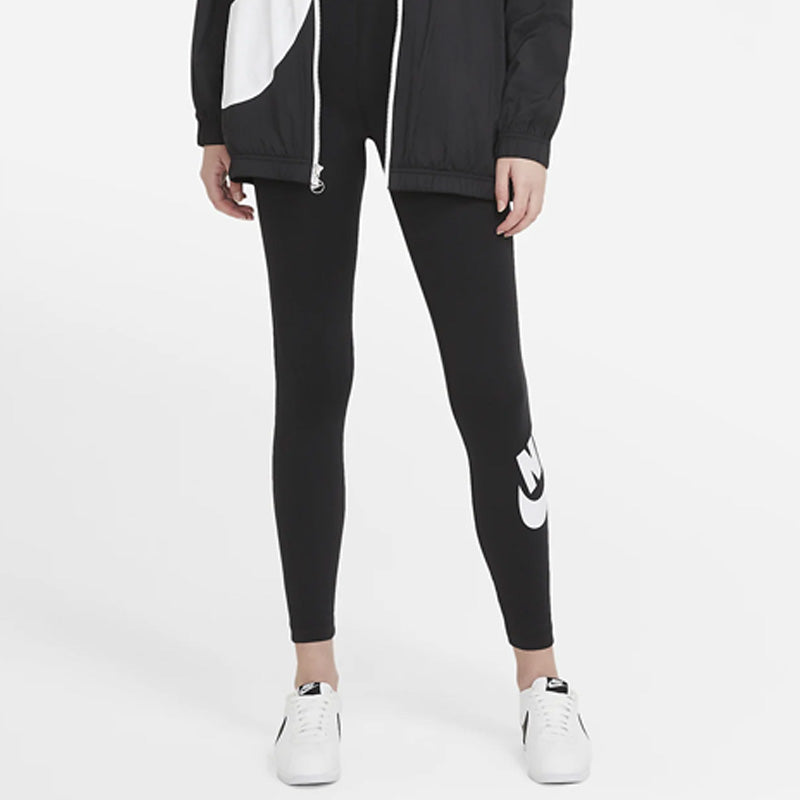 (WMNS) Nike Sportswear Essential High-Waisted Logo Leggings 'Black White' CZ8528-010