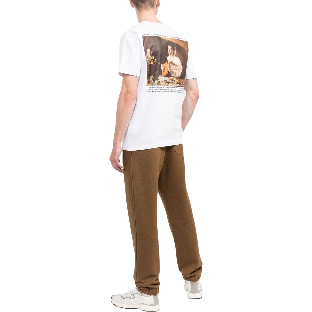 Men's Off-White FW22 Character Printing Round Neck Short Sleeve Ordinary Version White T-Shirt OMAA027C99JER0110110