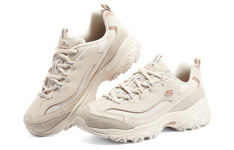 (WMNS) Skechers D'Lites 1.0 'White Pink' 896145-NAT