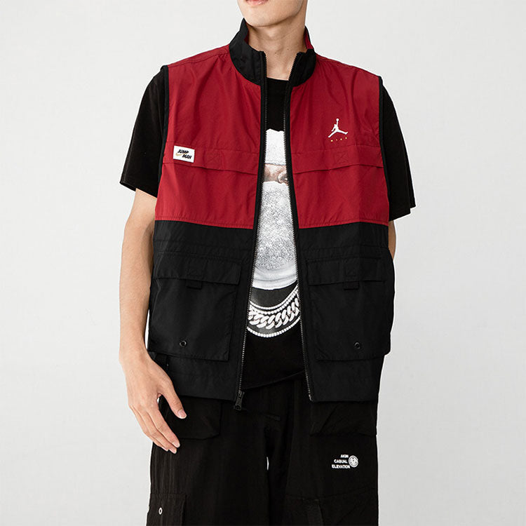 Air Jordan Casual Alphabet Printing Zipper Splicing vest Red DC7305-677