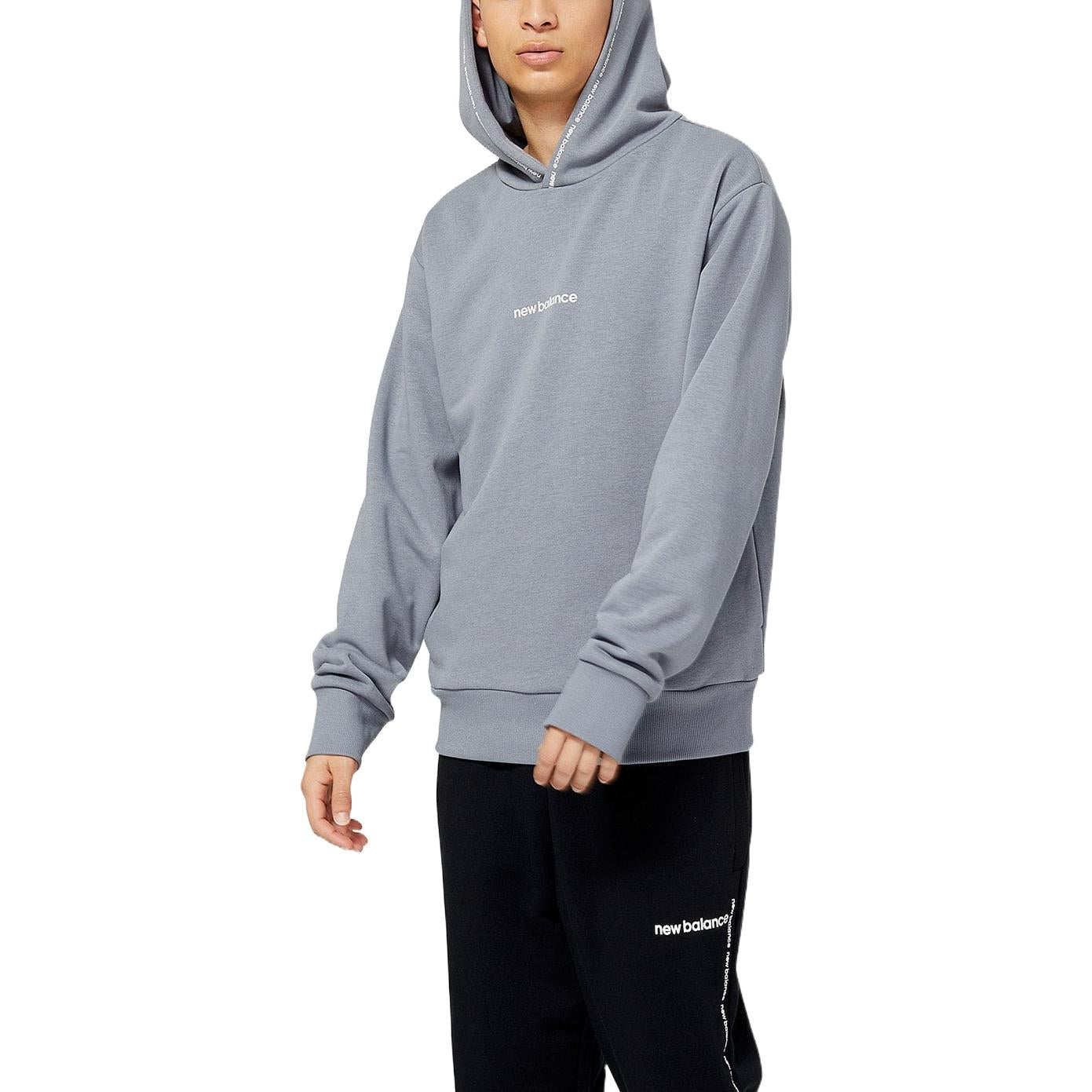 New Balance Essentials Magnify Linear Graphic Hoodie Asia Sizing 'Gunmetal' MT23516-GNM