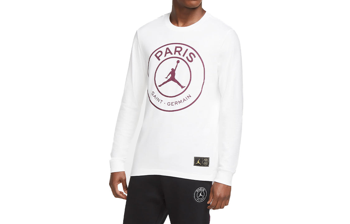 Air Jordan Paris Saint-Germain Printing Logo Long Sleeves White CK9782-100
