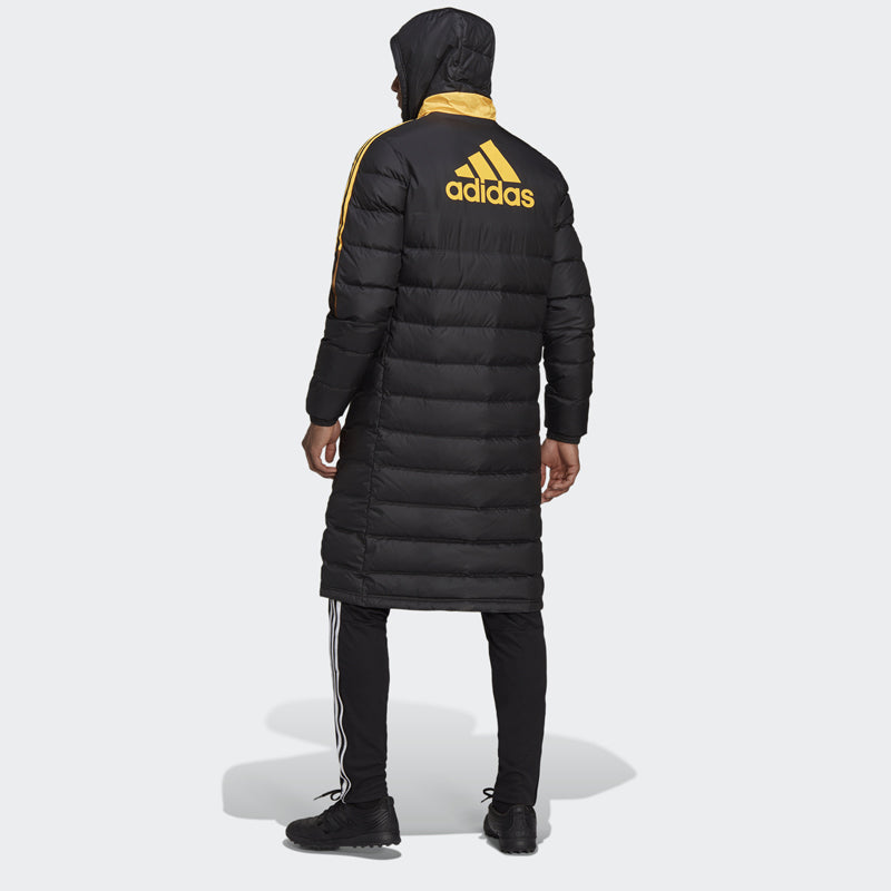 Men's adidas Small Logo Mid-Length Hooded Down Jacket Black H38731