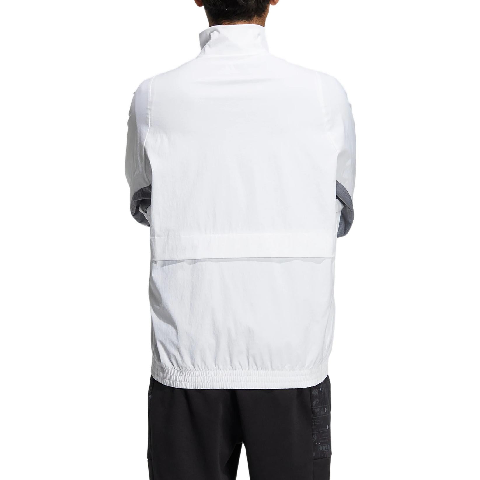 Men's adidas Logo Printing Pattern Splicing Stand Collar Zipper Jacket White HM5146