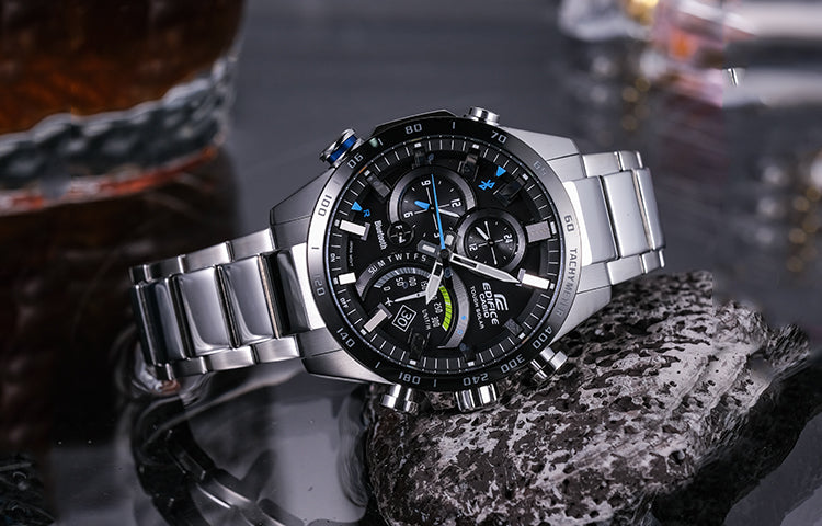 CASIO EDIFICE Quartz Waterproof Solar Powered Stainless Steel Strap Mens Black Analog EQB-501XYDB-1AMPR