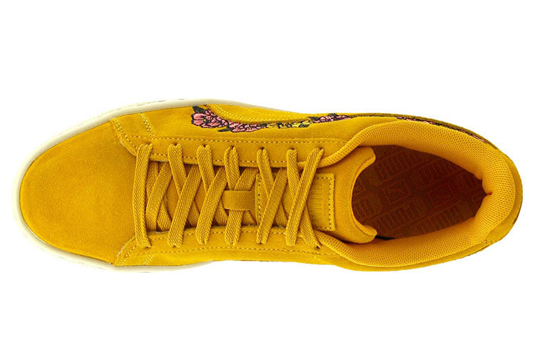 (WMNS) PUMA Suede TOL Embroidery Floral Lace Up Casual Shoes Yellow 370245-01