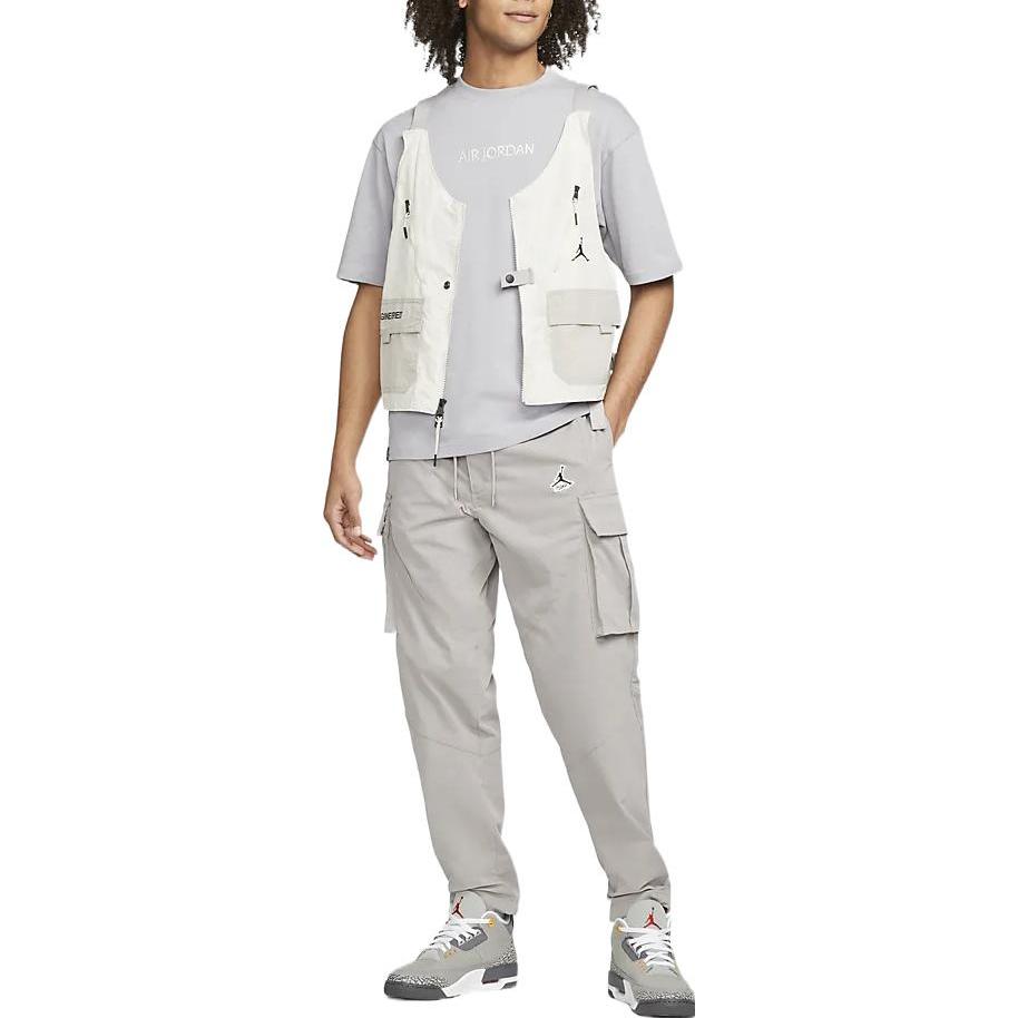 Men's Air Jordan Solid Color Alphabet Embroidered Round Neck Short Sleeve Gray T-Shirt DO6098-054