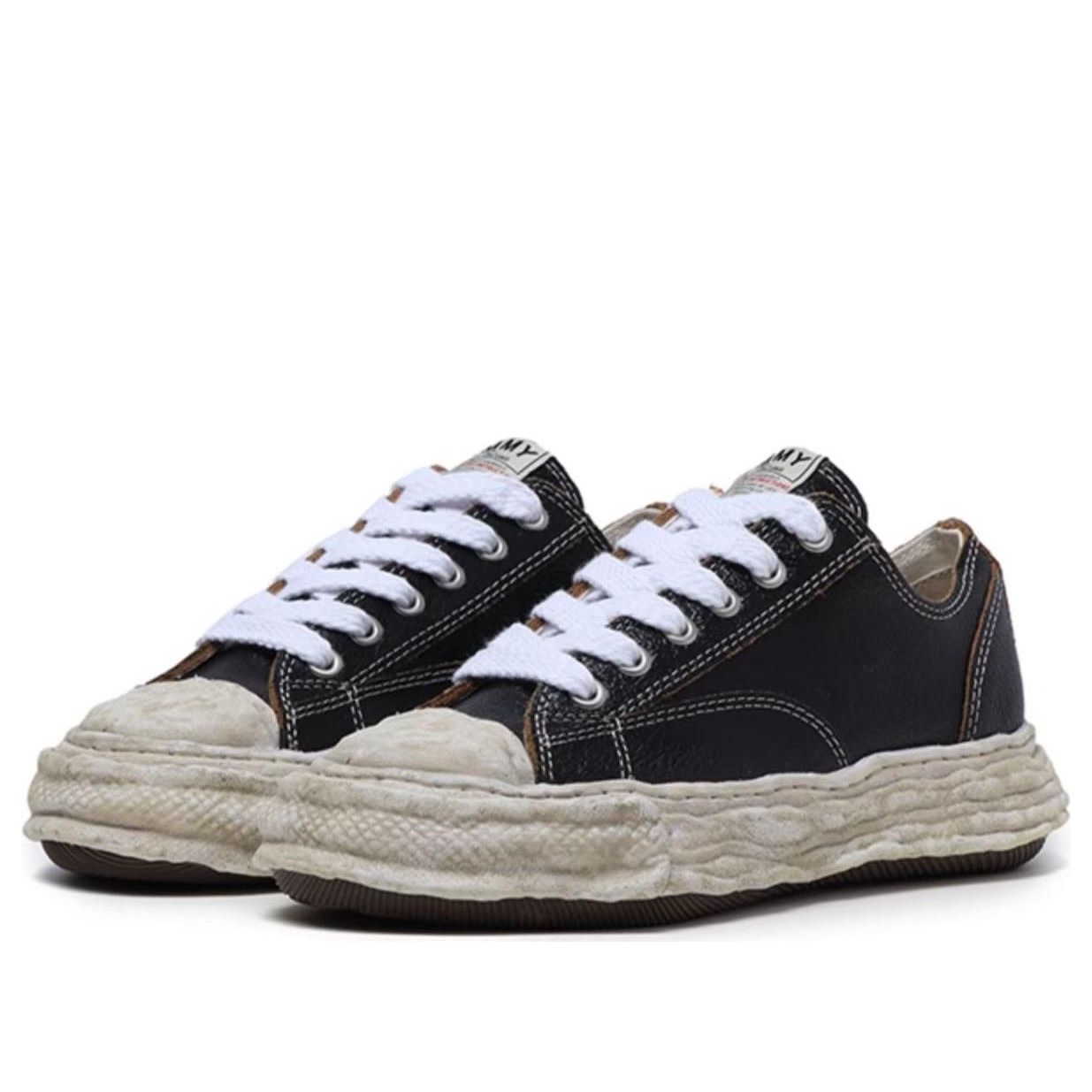 Maison MIHARA YASUHIRO Peterson23 OG Sole Cracking Leather Low 'Black' A12FW708-BLACK