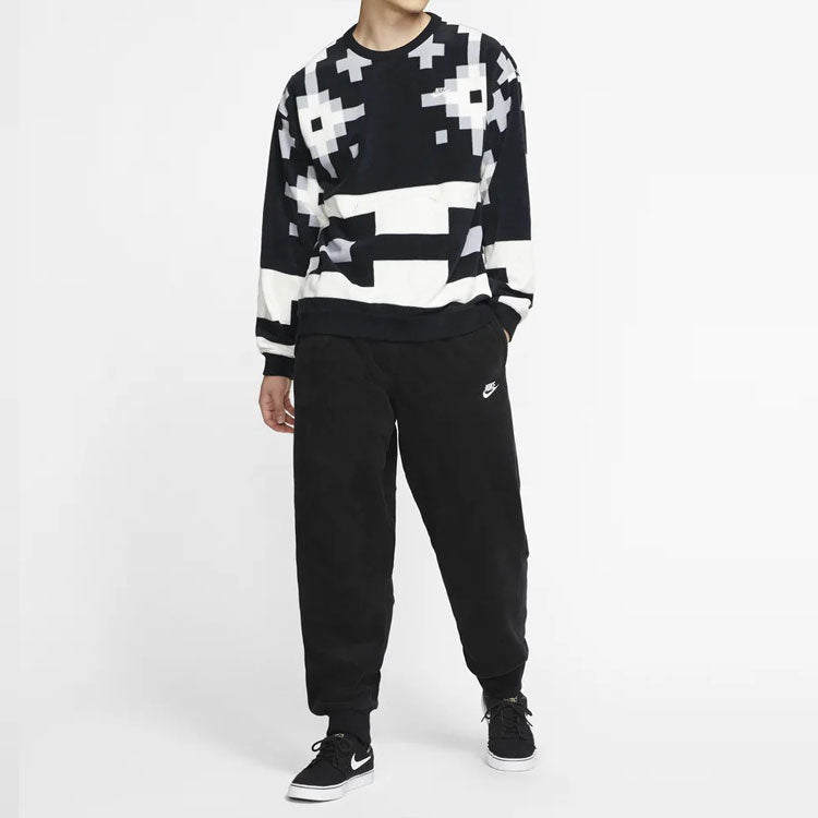 Nike SB Skateboard Icon Pattern Printed Sweater For Men Black/White BV0878-060