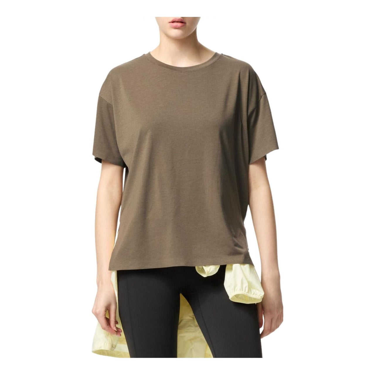 (WMNS) UNIQLO AIRism Seamless Crew Neck Long T-Shirt Short Sleeve 'Khaki' 474415-33