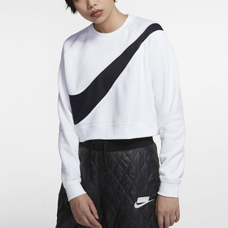 (WMNS) Nike Sportswear Swoosh Large Fleece Round Neck White BV3934-100