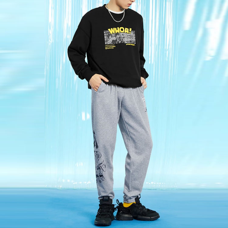Li-Ning x Star War Crossover Sports Fashion Series Subject Printing Loose Round Neck Pullover Couple Style Black AWDS539-1