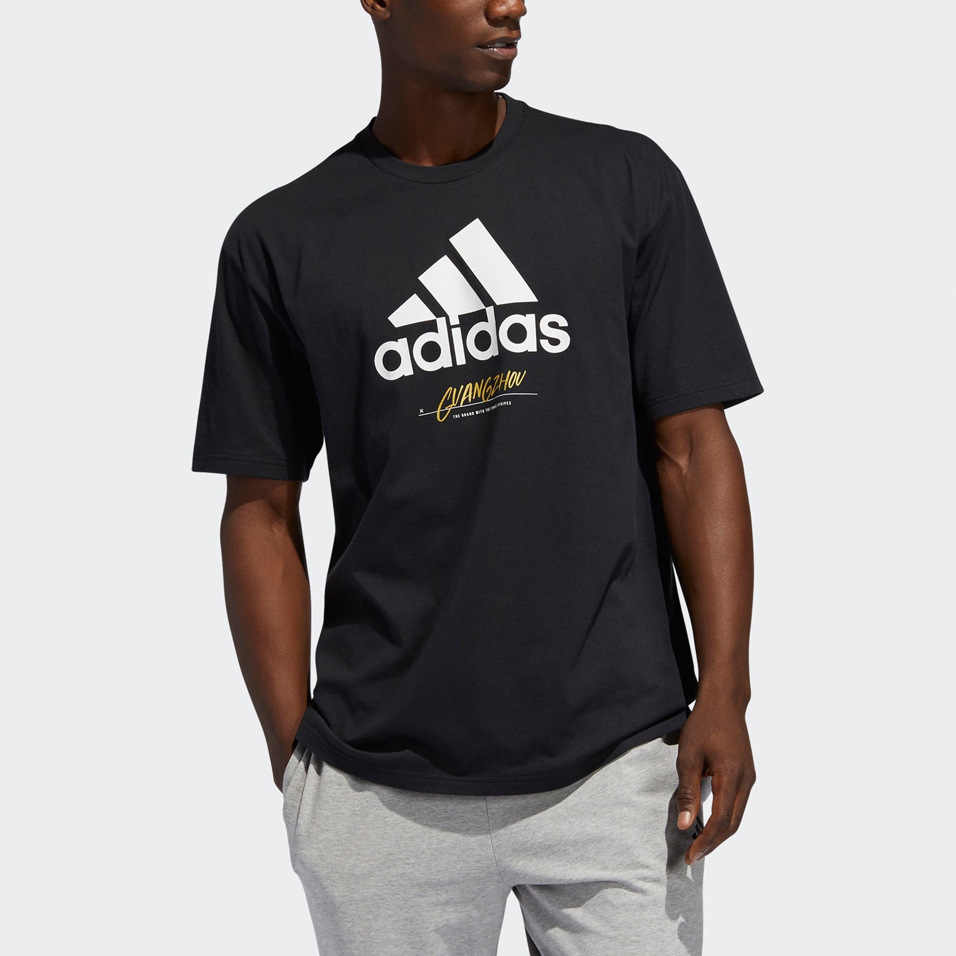 adidas Guangz Jocktag Alphabet Printing Casual Sports Short Sleeve Black GJ0291